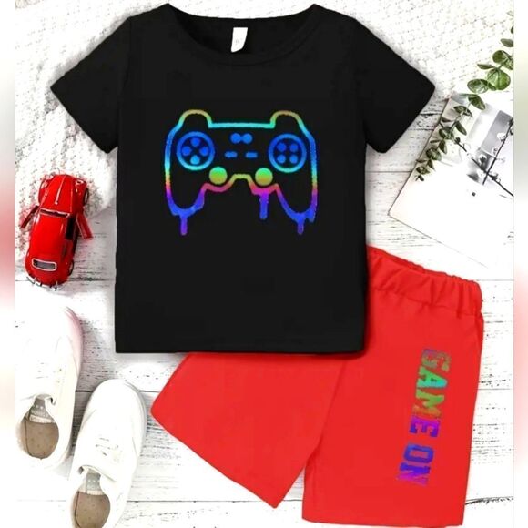 Retro Boys printed two-piece short set sz small - Picture 1 of 5